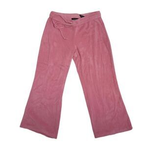 Y2K Express pink terry cloth cropped‎ capri drawstring Barbiecore pants XS